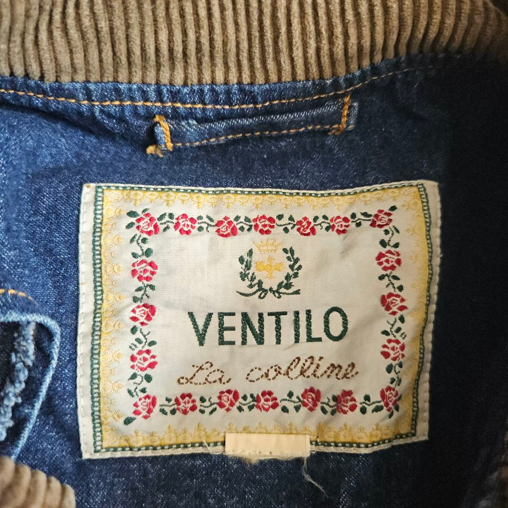 Vintage Ventilo Denim Longline Chore Jacket Corduroy Collar Trench Coat - Picture 2 of 5